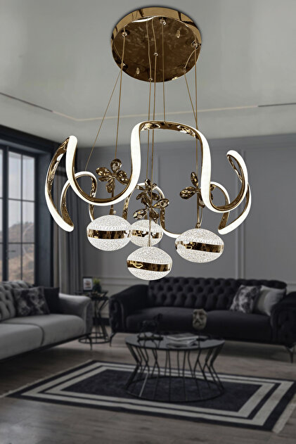 トランプ Luminosity LUX set DEKORLİVE Modern Sarkıt Arya İthal Luna 4 Top Ledli Sarkıt Avize