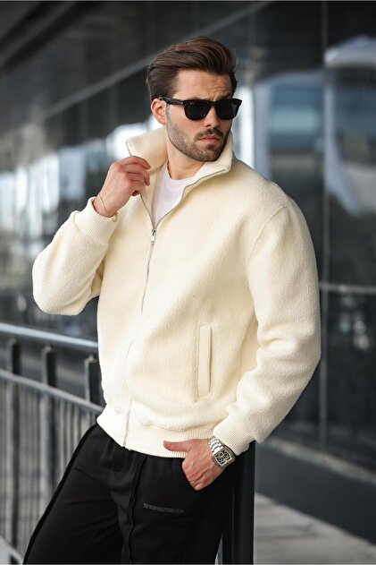 Madmext Beyaz Fermuarlı Dik Yaka Erkek Polar Hırka E7166 - Fiyatı