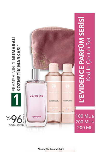 Yves Rocher Evidence ve L'evidence Parfüm Serisi Kadife Çantalı