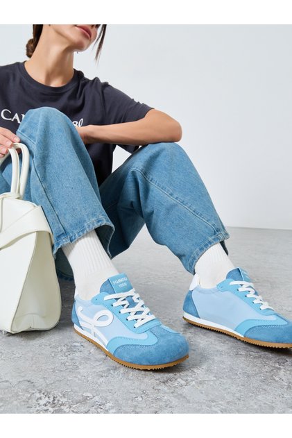 Blue Retro Lace Up Sneakers