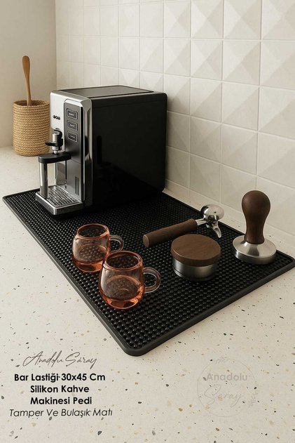 Bar Lastiği 30x45 cm – Silikon Kahve Makinesi Pedi Tamper ve Bulaşık Kurutma Matı