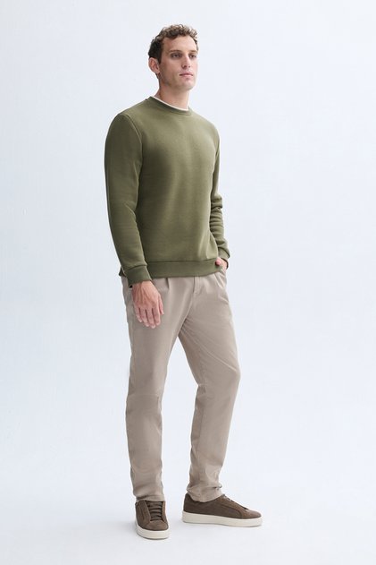 Men's Beige Tapered Fit Trousers