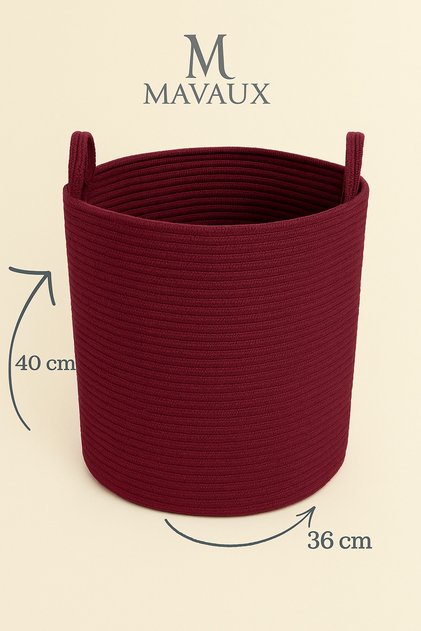 Handcrafted Textured Large Basket – 40 X 36 cm Decorative Home Organization, Toy and Laundry Organizer