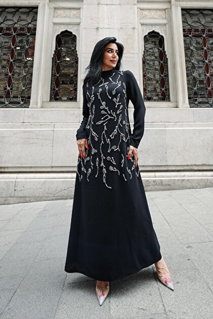 Hakimoda Plus Size Alize Adriana Crepe Black Hijab Evening Dress- Trendyol