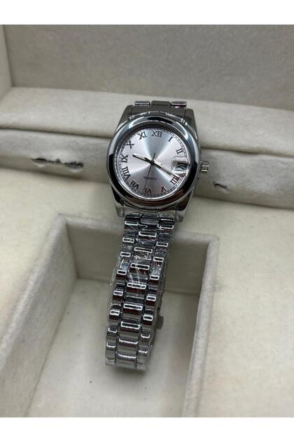 Role Model Vintage Calendar Women's Wristwatch Retro Steel Silver Band Silver Case