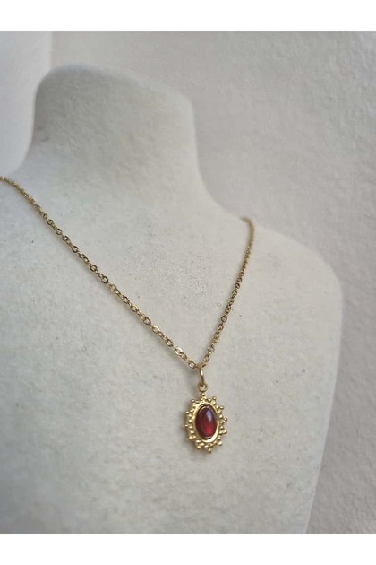 Non-Tarnish Steel Vintage Jasper Necklace 1