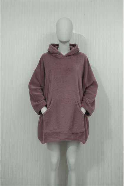 Welsoft kapşonlu Peluş Oversize Sweet Panço / Sabahlık