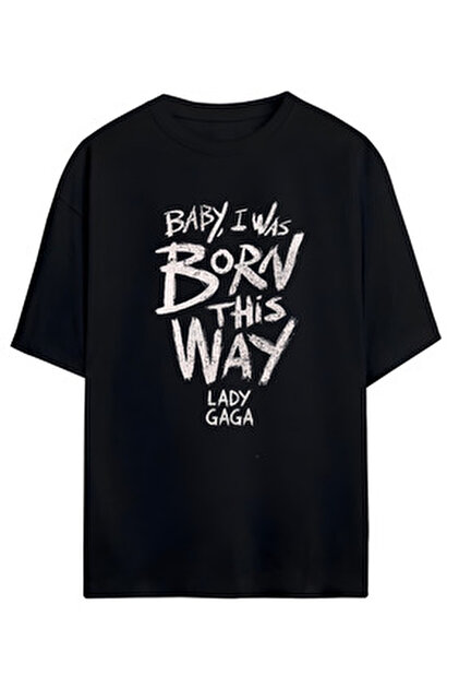 Fuddy Moda Oversize Mayhem Lady Gaga Baskılı Yıkamalı T-Shirt