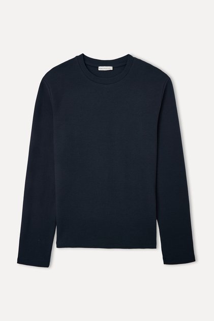 Men's Navy Blue Crew Neck Long Sleeve T-Shirt