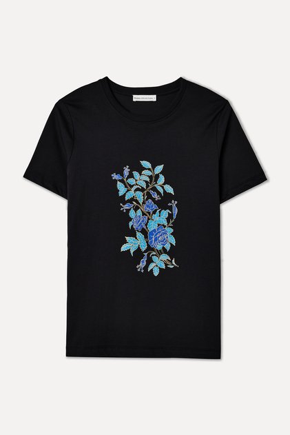 Women's Black Printed Crew Neck T-Shirt