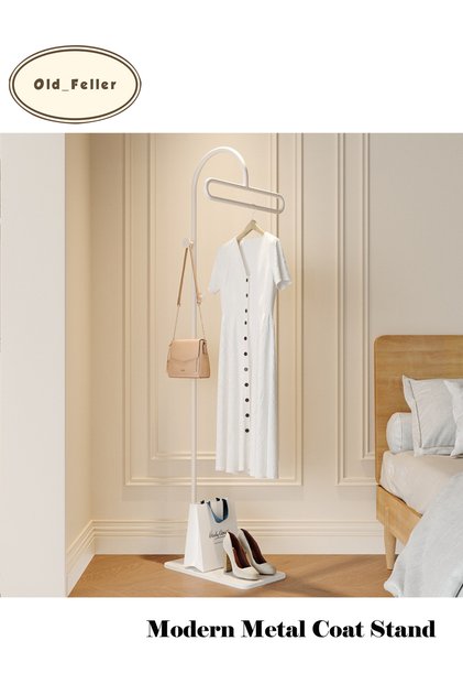 Elegant Metal Coat Rack with Marble Base. Features 3 hooks for entryways, bedrooms, and hallways.