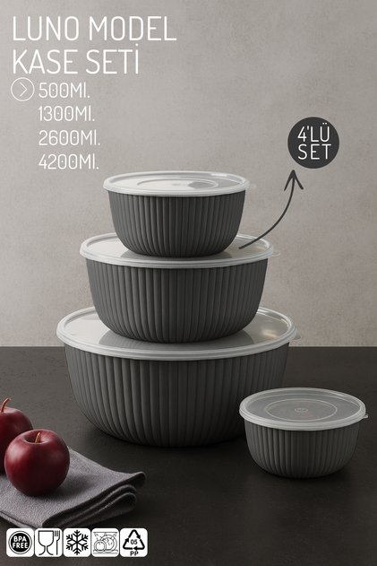 Σετ μπολ Luno Model με 4 καλύμματα – 500/1300/2600/4200Ml - Σετ δοχείων αποθήκευσης