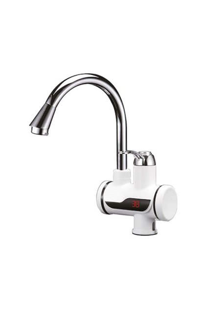 Robinet electric pentru încălzirea apei, 3000W, afișaj LCD, crom