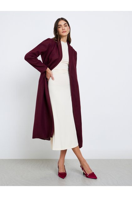 Regular Fit Belted Maxi Wool Coat