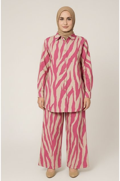 Women's Pink Tunic Pants Modal Two-Piece Set