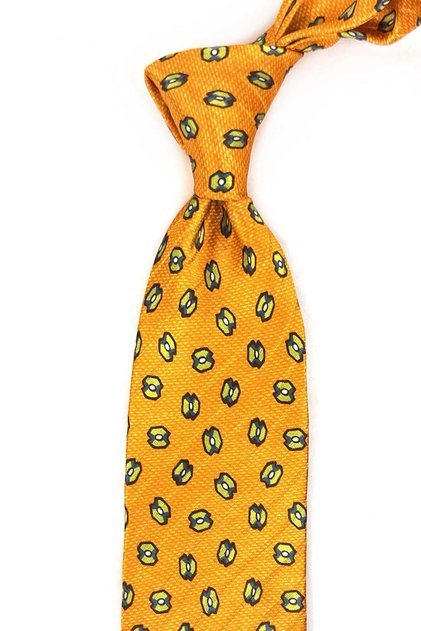 Lambourne Style Orange Motif Pattern Italian Silk Tie Necktie Ik1992