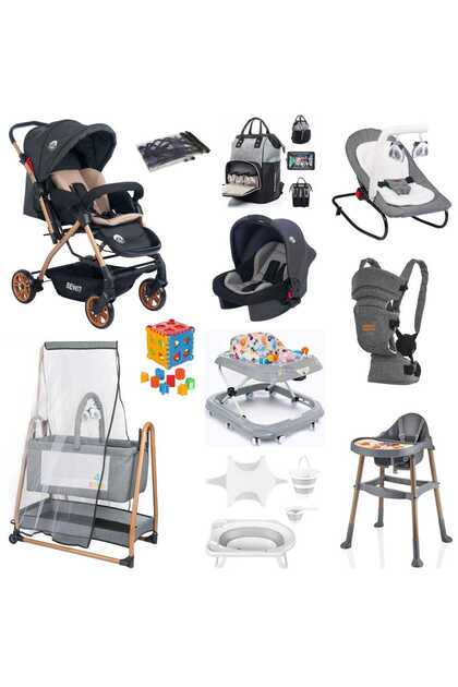 Bebek Seti ful Set Bebek Arabası Puset Anakucağı Yürüteç Bebek Beşiği Mama Sandalyesi Kanguru Çanta