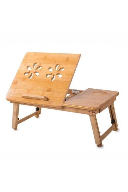 Masă pliabilă și reglabilă din bambus 50x32,5x30 cm bej