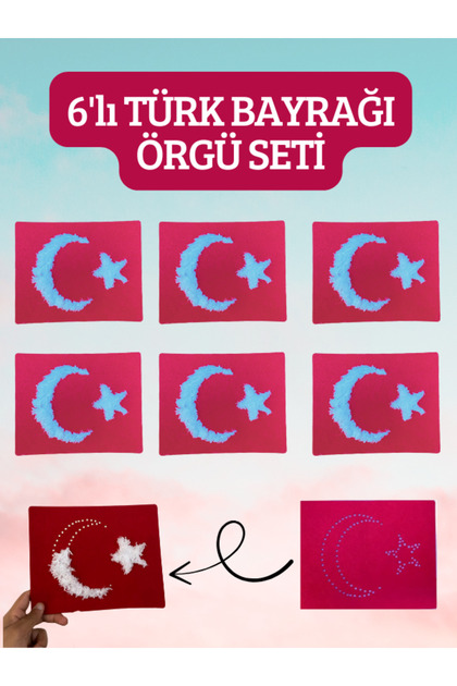 Pufino 6'lı Türkiye Bayrağı Desenli Çocuklar İçin Eğlenceli ve