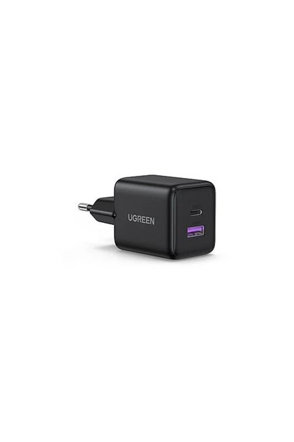 30W GaN 2 Portlu 1xUSB-A 1xUSB-C Hızlı Şarj Cihazı Siyah