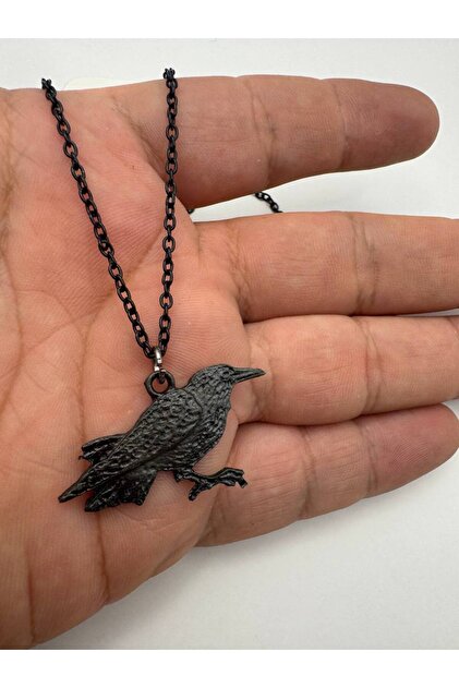 Siyah Karga kadın erkek Kolye – Gizemli ve Gotik