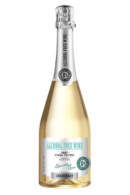 Vin alb demisec sparkling fara alcool, Chardonnay, Casa Petru, 0.75 l SGR