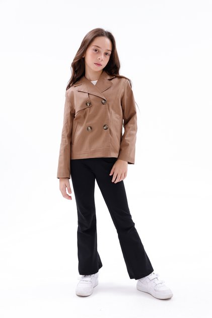 Girl's Buttoned Short Trench Coat