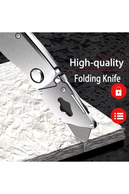 Premium Katlanır Dayanıklı Halı Maket Bıçağı Alçıpan Kesme Falçata Yedek Bıçaklı Çelik Çakı Tipi