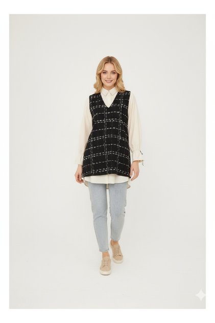 Women's Plus Size Pointed Tweed Sweater