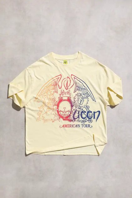 Μπλουζάκι Queen American Tour Vintage Oversize Unisex με κοντό μανίκι ροκ