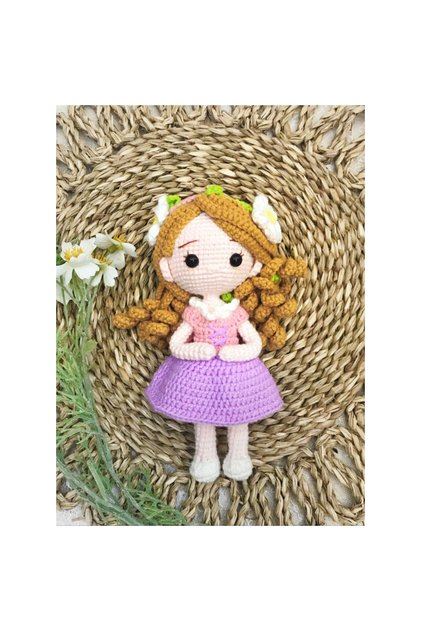 Handmade Crochet Red Hair Girl Doll – 21cm Soft Plush Toy