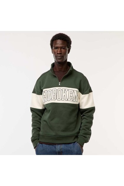 Zip-up high-neck sweatshirt KHAKI