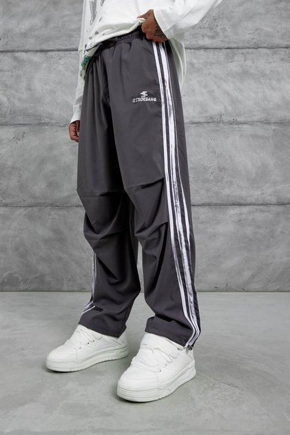 Men's Sweatpants Etxoebang Written Fabric Anthracite Baggy Parachute Loose Fit