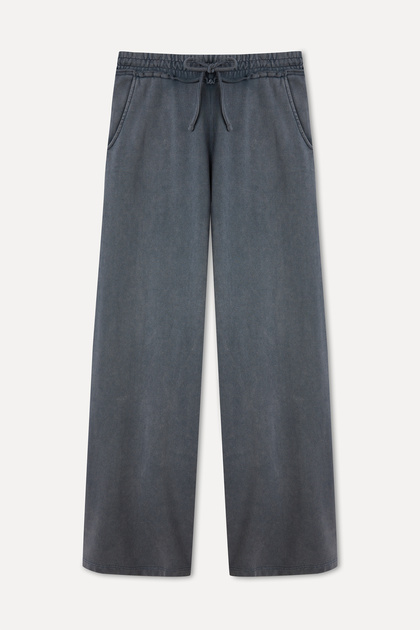Women's Dark Gray Wide Leg Elastic Waist Sweatpants
