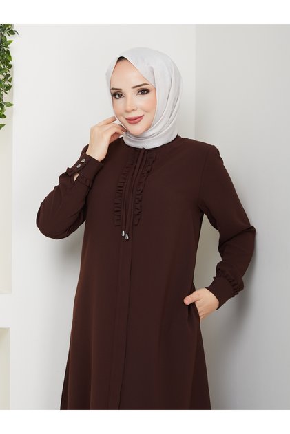 Honeycomb Fabric Ruffled Sena Ferace (Bitter Brown)