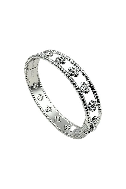 Vclf Clover Thick Cuff Bracelet-Silver