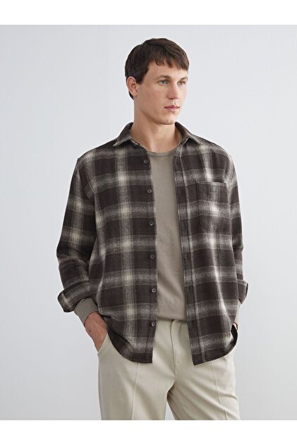 Regular Fit Long Sleeve Plaid Men's Lumberjack Shirt (W5)