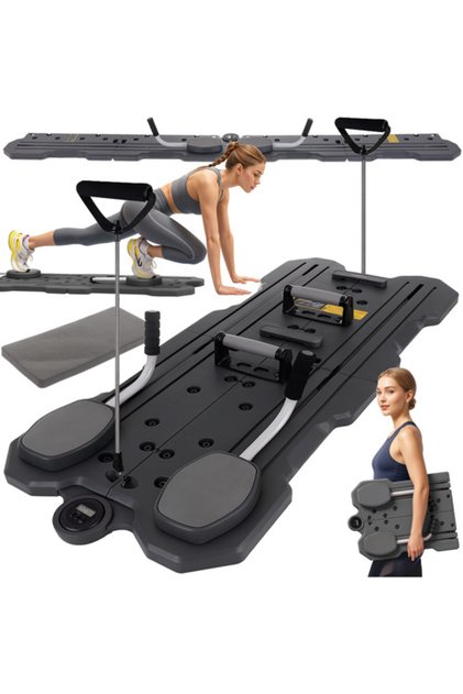 Πτυσσόμενη σανίδα προπόνησης Pilates, επεκτάσεις, λαβές push-up, οθόνη LCD, στρώμα, 47 x 115 x 3 εκ.