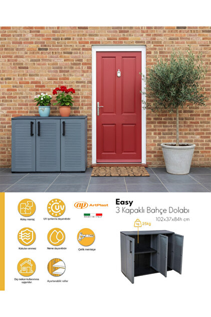 Via Gardenia Easy Üç Kapaklı Yarım Boy Plastik Bahçe Dolabı E101/b