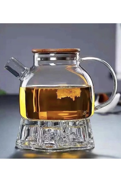 Cam Isıtma Standlı 1000ML Cam borosilikat çaydanlık takımı