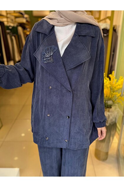 Nuss Yaka Boncuk İşleme Detay Takım 1018 Lacivert - Fiyatı, Yorumları