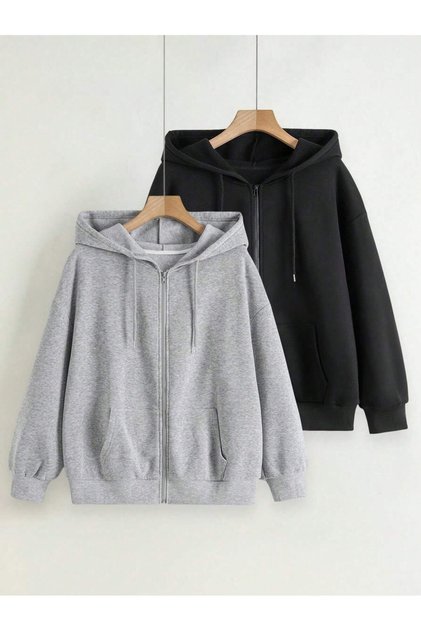 Plus Size Zippered Cardigan