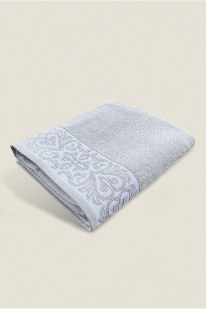 Roma Bath Towel 100% Cotton Certified Guipure Pattern 90X140Cm - Milk Coffee (1 Piece)