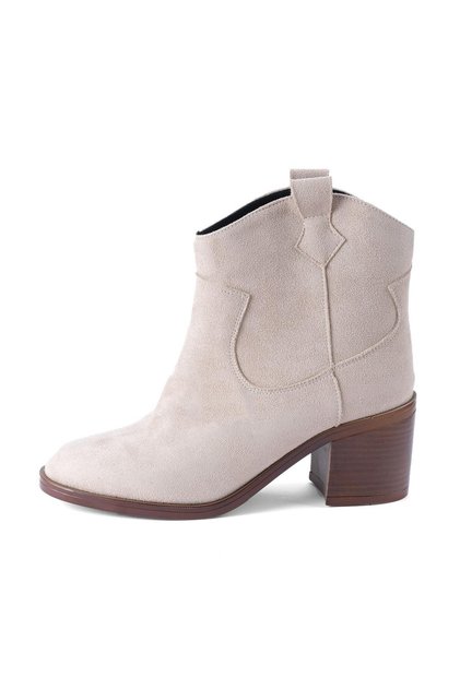 Alessia Western Beige Color Heeled Women's Boots