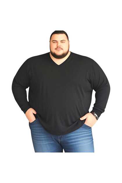 sngl Men's Plus Size Oversize Long Sleeve V Neck T-Shirt 3XL 4XL