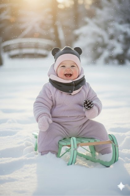 Baby Kids Double Layer Special Design Extra Cold Protective Beanie Neck Collar Set