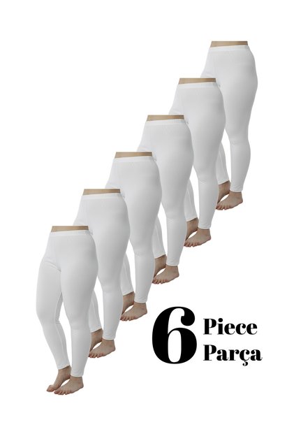 6-Piece Oversized Cotton White Women's Leggings Plus Size & Comfortable Texture