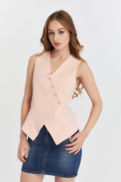 Women's Regular V-Neck Buttoned Vest
