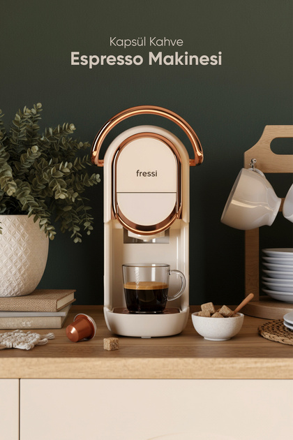 Fressi Espresso & Cappuccino Makinesi Kapsül Kahve Makinesi Krem
