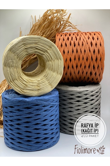 Fiolimore 4`lü Paket Rafya Mix (800 GRAM) Kağıt Ip Çanta Ipi Şapka